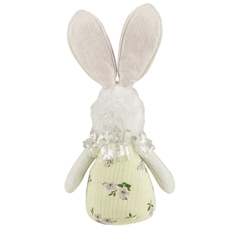 11" Yellow Spring Floral Easter Bunny Figure