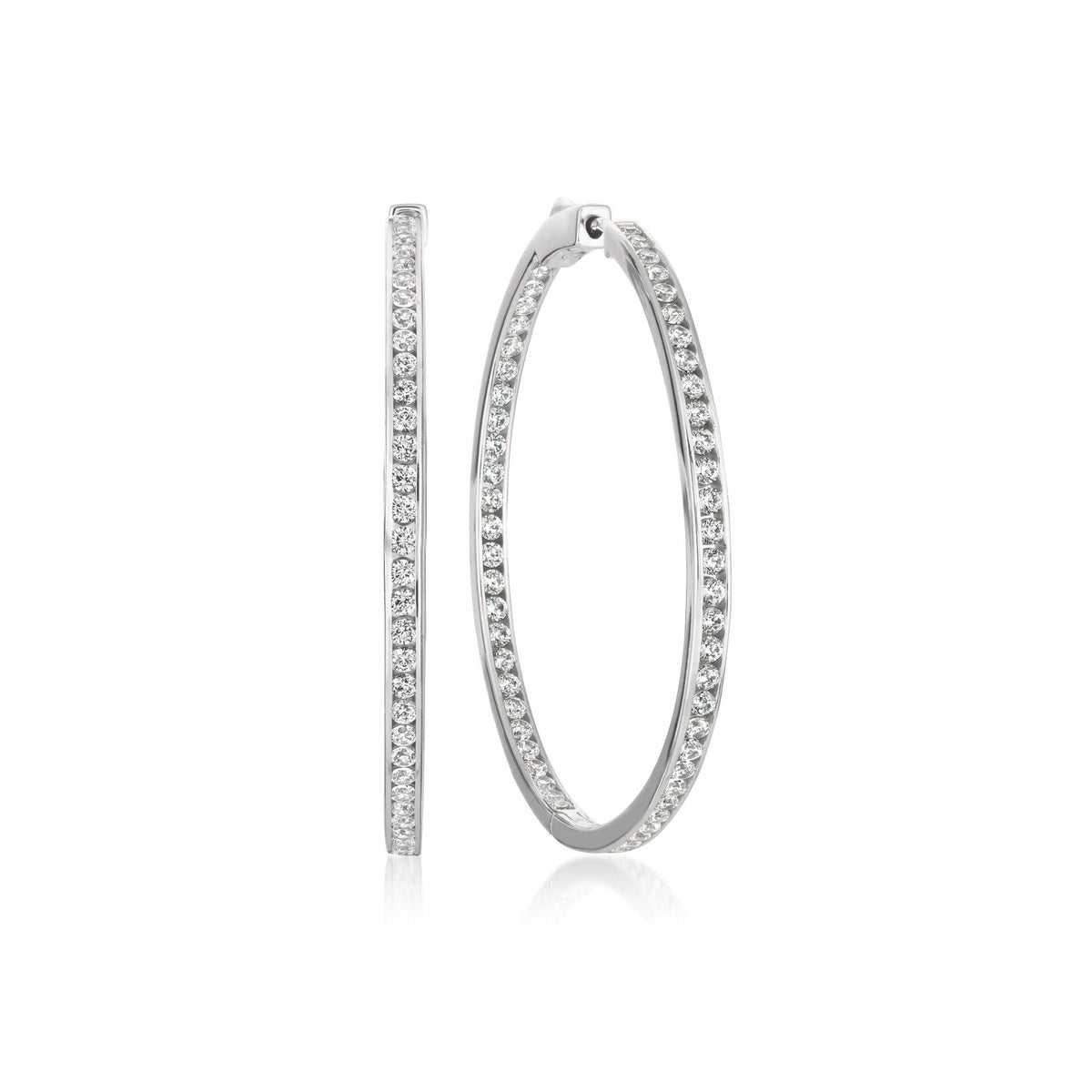  CRISLU Classic Inside Out Hoop Earrings Finished in Pure Platinum - 1.3