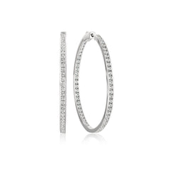 Classic Inside Out Hoop Earrings Finished in Pure Platinum - 1.3" Diameter