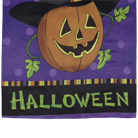 Happy Halloween Pumpkin in a Witch Hat Outdoor House Flag 28" X 40"