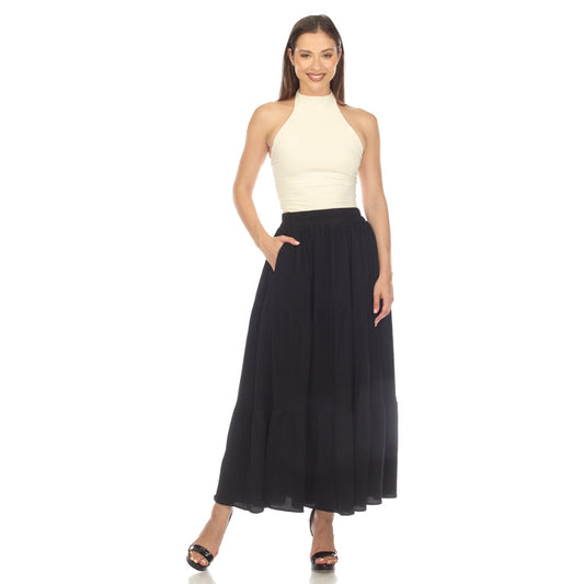 Women's Pleated Tiered Maxi Skirt