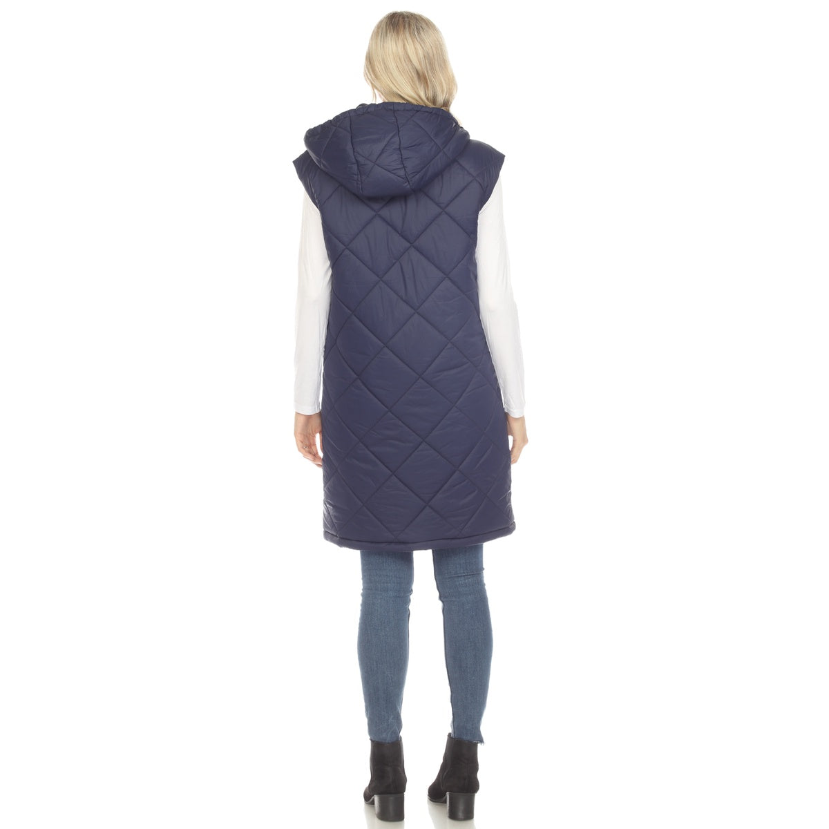  White Mark Women's Diamond Quilted Hooded Puffer Vest - Small - Bonton