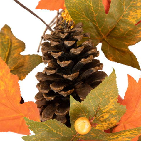 Leaves  Pinecones and Berries Artificial Fall Harvest Wreath  24-Inch  Unlit