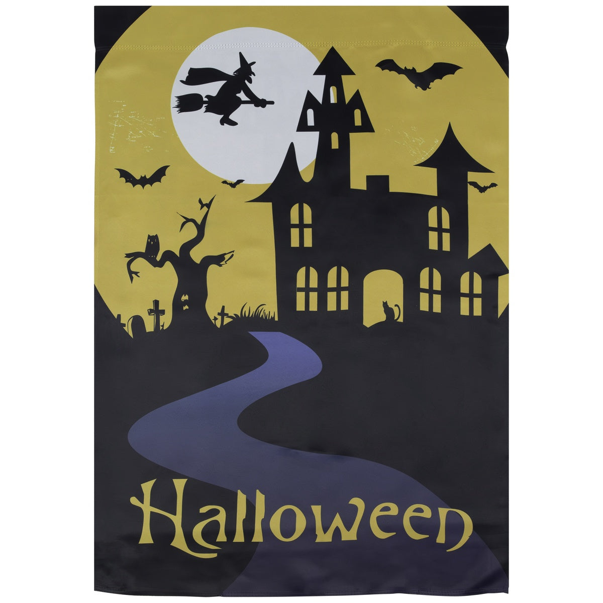  Northlight Spooky House Halloween Outdoor House Flag With Bats and Witch 28