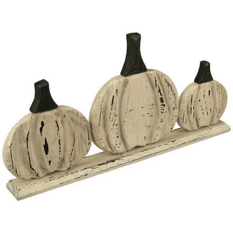 Pumpkin Trio Wooden Fall Harvest Decoration - 15.75"