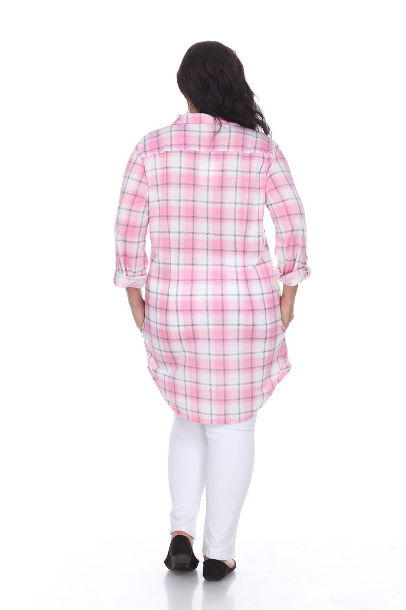  White Mark Plus Piper Stretchy Plaid Tunic - 2X - Bonton