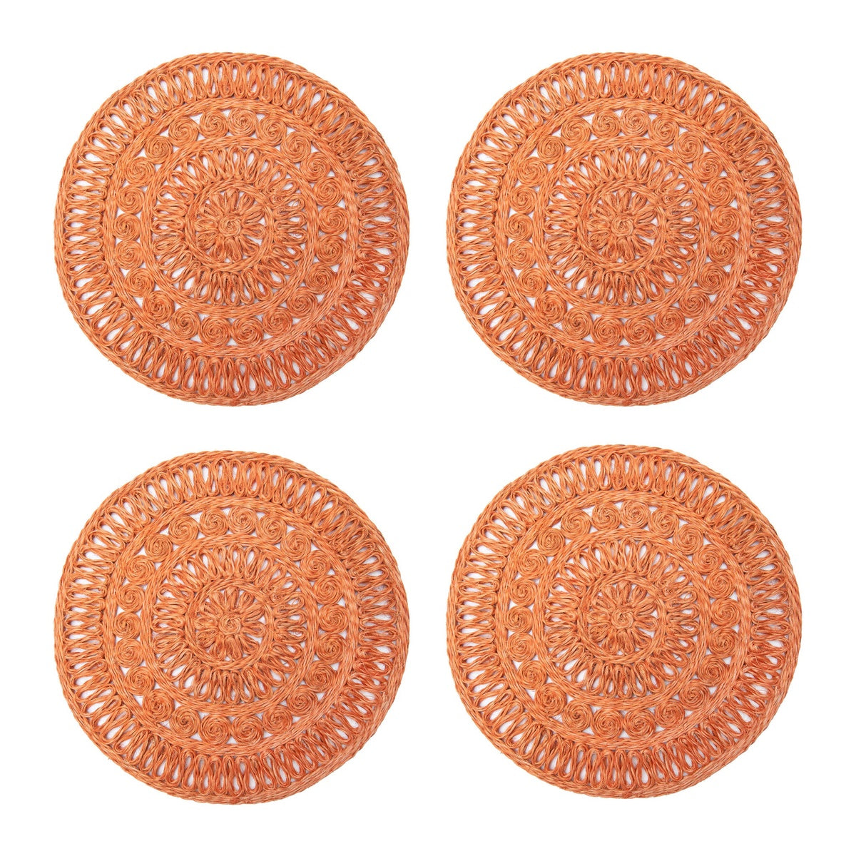  Caravan Circolo Abaca Round Placemat - Set of 4 - Aqua - Bonton