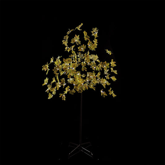 5' Pre-Lit LED Lighted Fall Harvest Yellow Maple Leaf Artificial Tree - White Lights