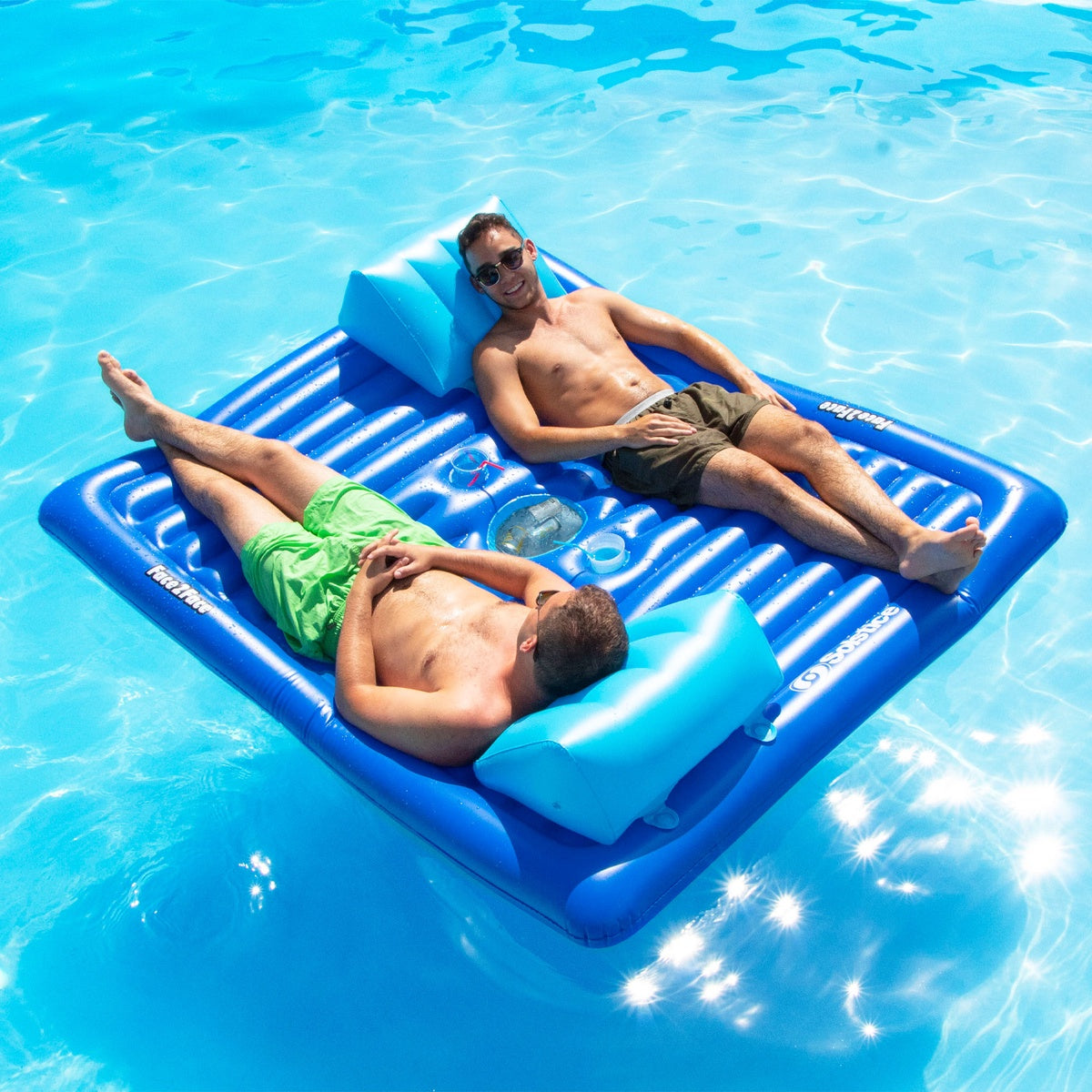  Pool Central Inflatable Blue Dual Swimming Pool Lounger - 78