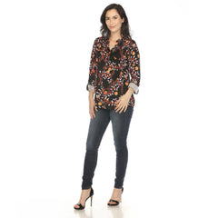 Women's Paisley Button Front Tunic Top