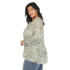 Plus Size Printed Peasant Blouse