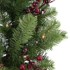 Real Touch™? Pre-Lit Noble Fir With Berries Artificial Christmas Wreath - 24" - Clear Lights