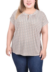 Plus Size Extended Sleeve Top With Grommets