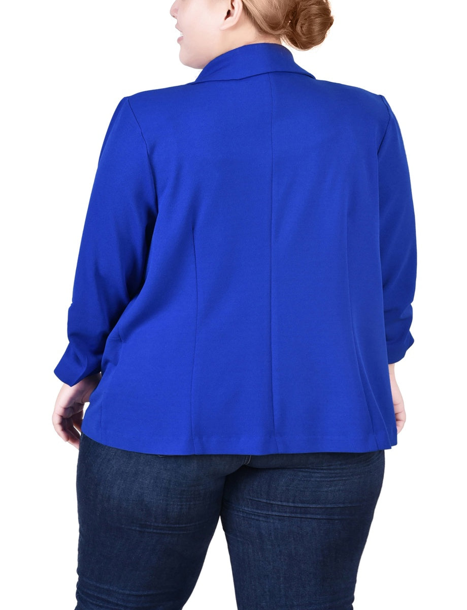  NY Collection Plus Size Long Sleeve Scuba Crepe Jacket - Azalea - Bonton