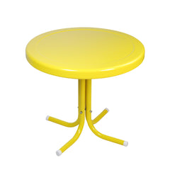 22" Outdoor Retro Metal Tulip Side Table  Yellow