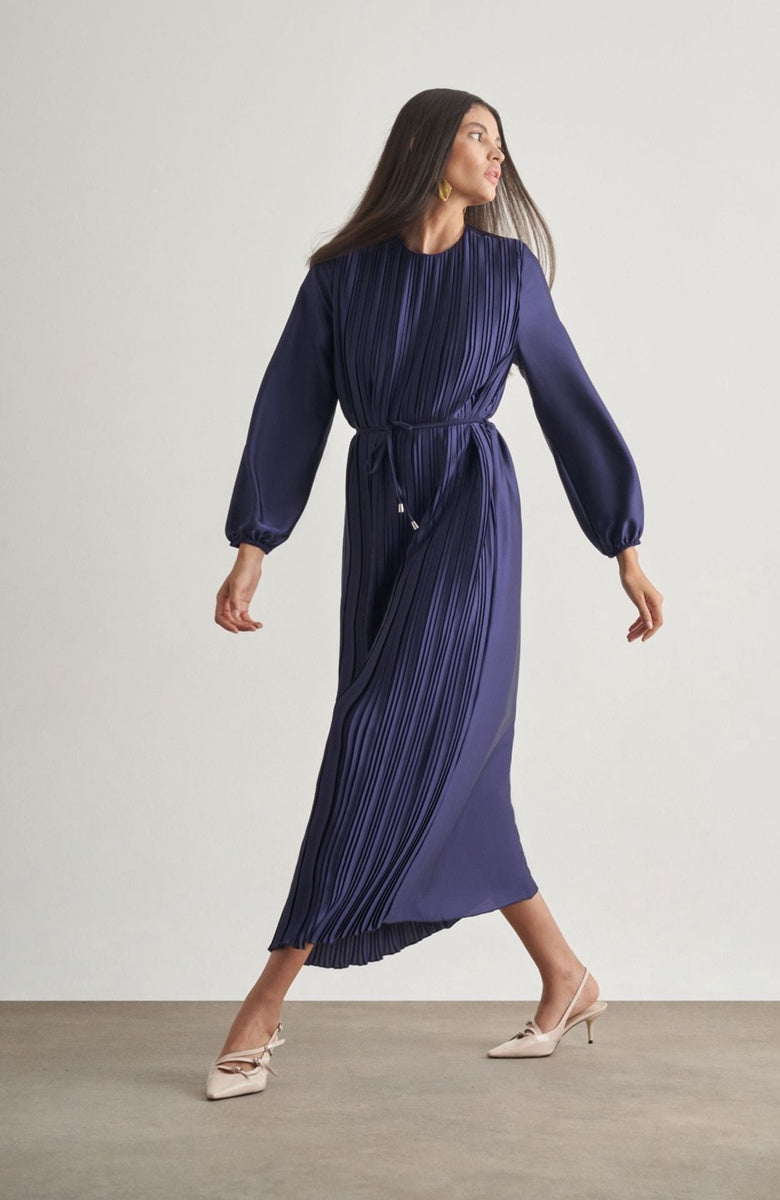  Mizalle Mizalle Maxi Dress - Navy Blue - Bonton