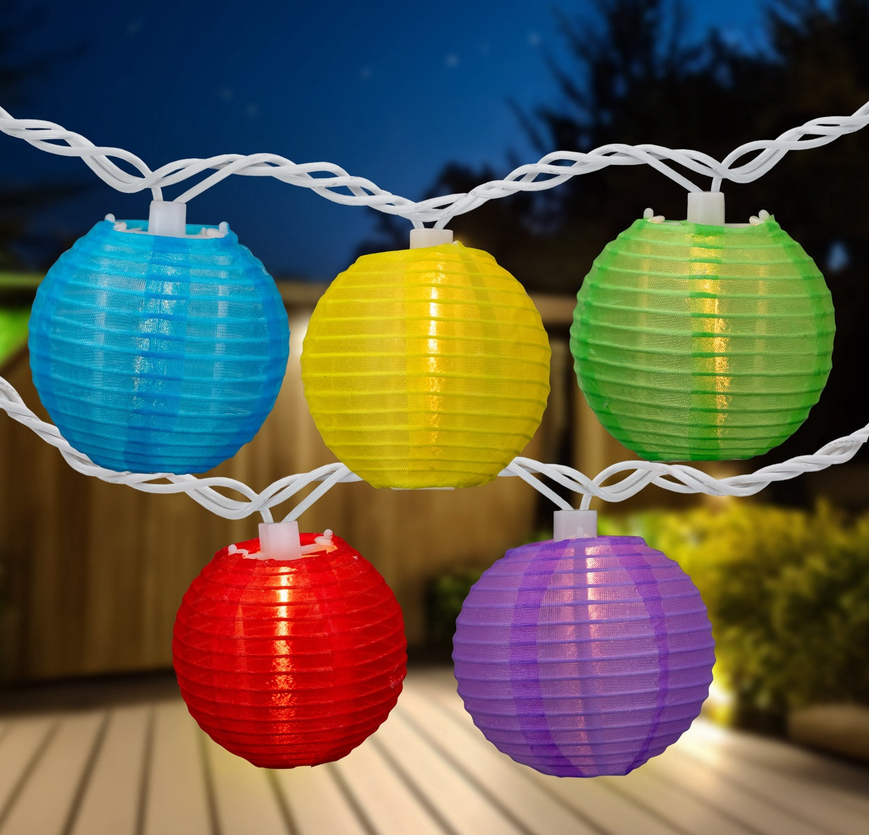  Northlight 10-Count Multi-Color Round Lantern Patio String Light Set  7.25ft. White Wire - Default Title - Bonton