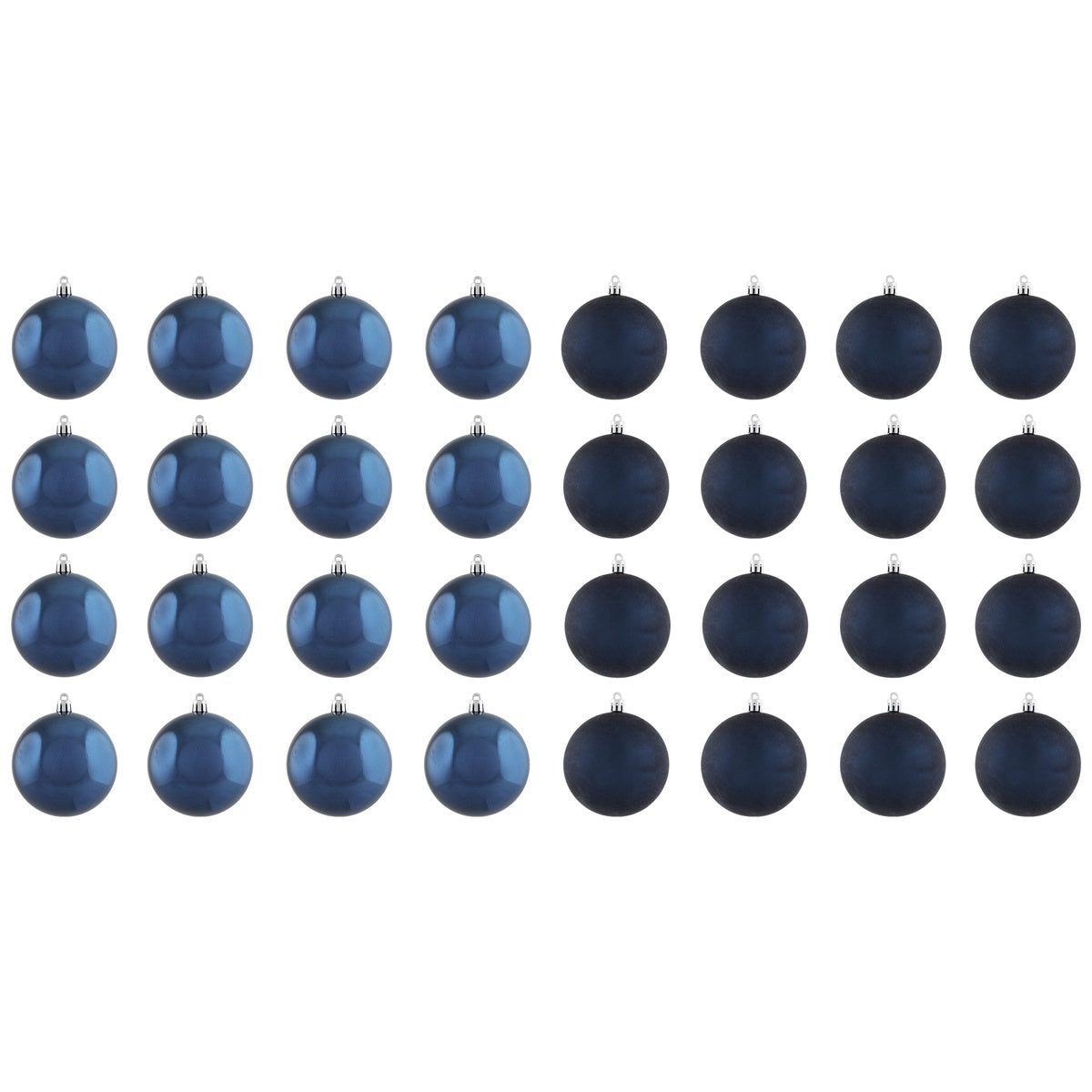  Northlight 32ct Sapphire Blue Shatterproof 2-Finish Christmas Ball Ornaments 3.25