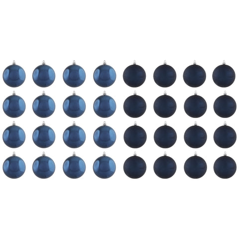 32ct Sapphire Blue Shatterproof 2-Finish Christmas Ball Ornaments 3.25" (80mm)