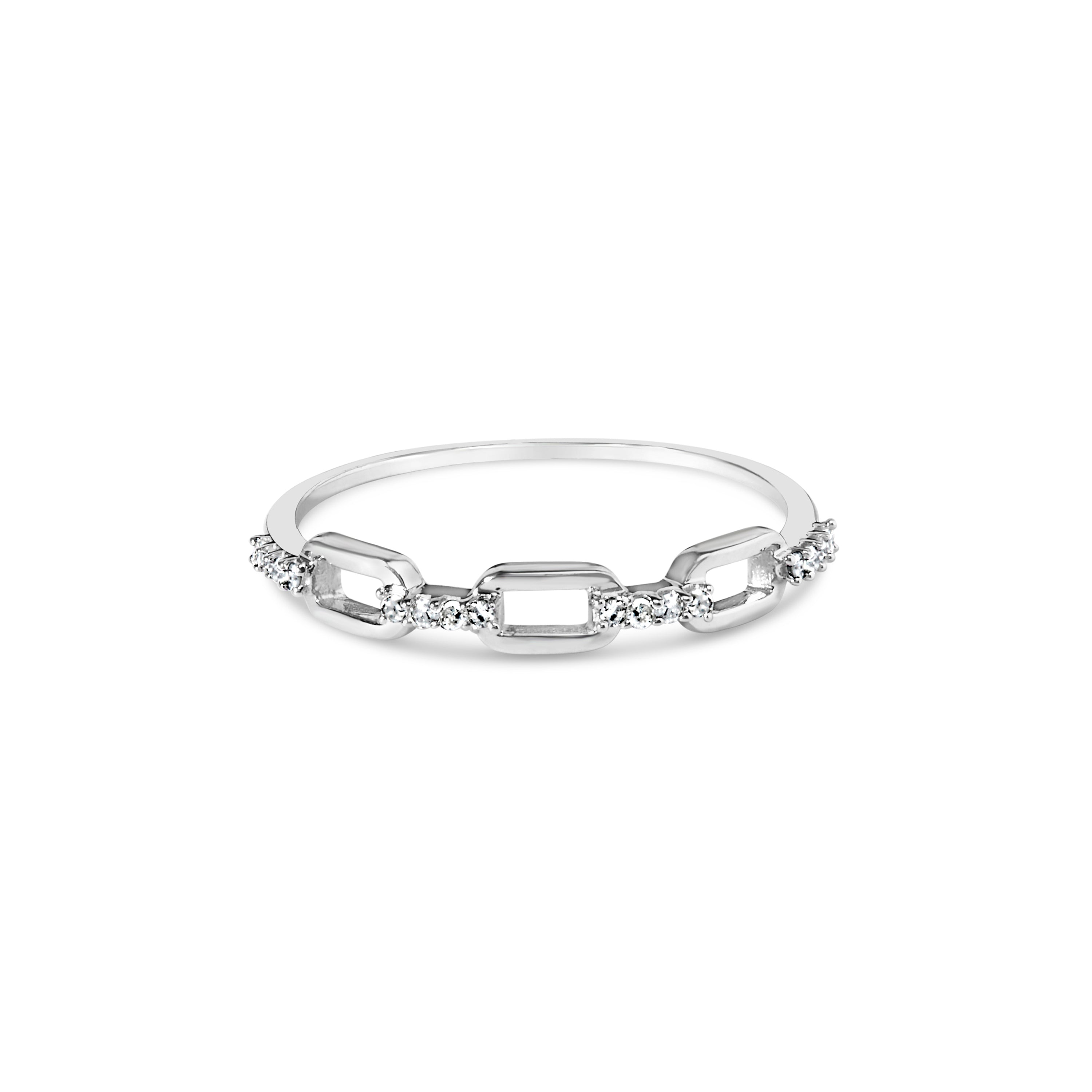  Haus of Brilliance .925 Sterling Silver Diamond Accent Paperclip Band Ring (I-J Color, I2-I3 Clarity) - Ring Size 8 - 8 - Bonton