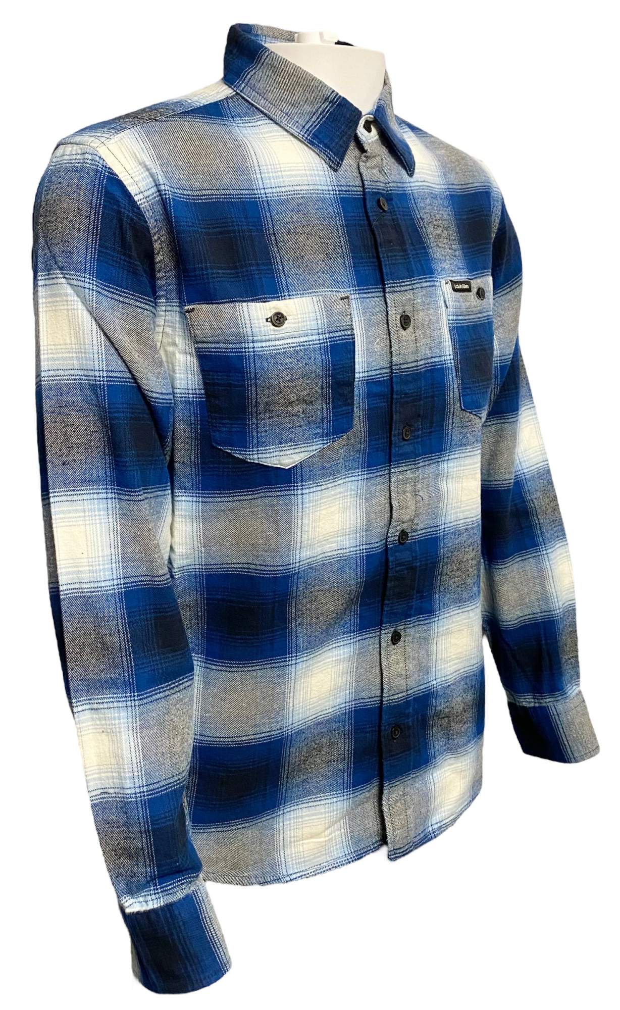  Calvin Klein Long Sleeves Iconic Patch Flannel Shirt - Dark Sapphire - Bonton