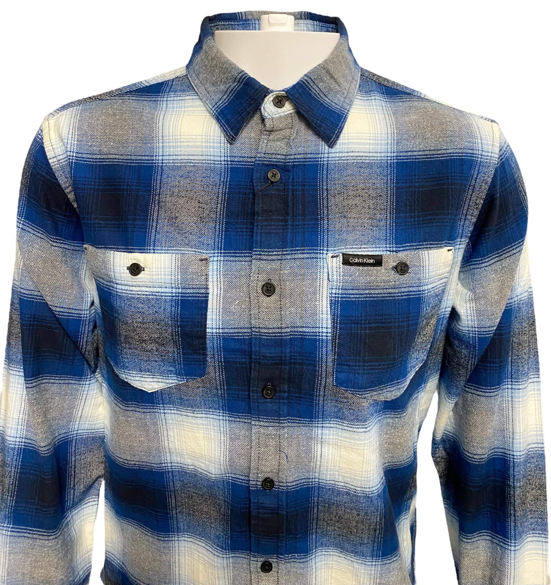  Calvin Klein Long Sleeves Iconic Patch Flannel Shirt - Dark Sapphire - Bonton