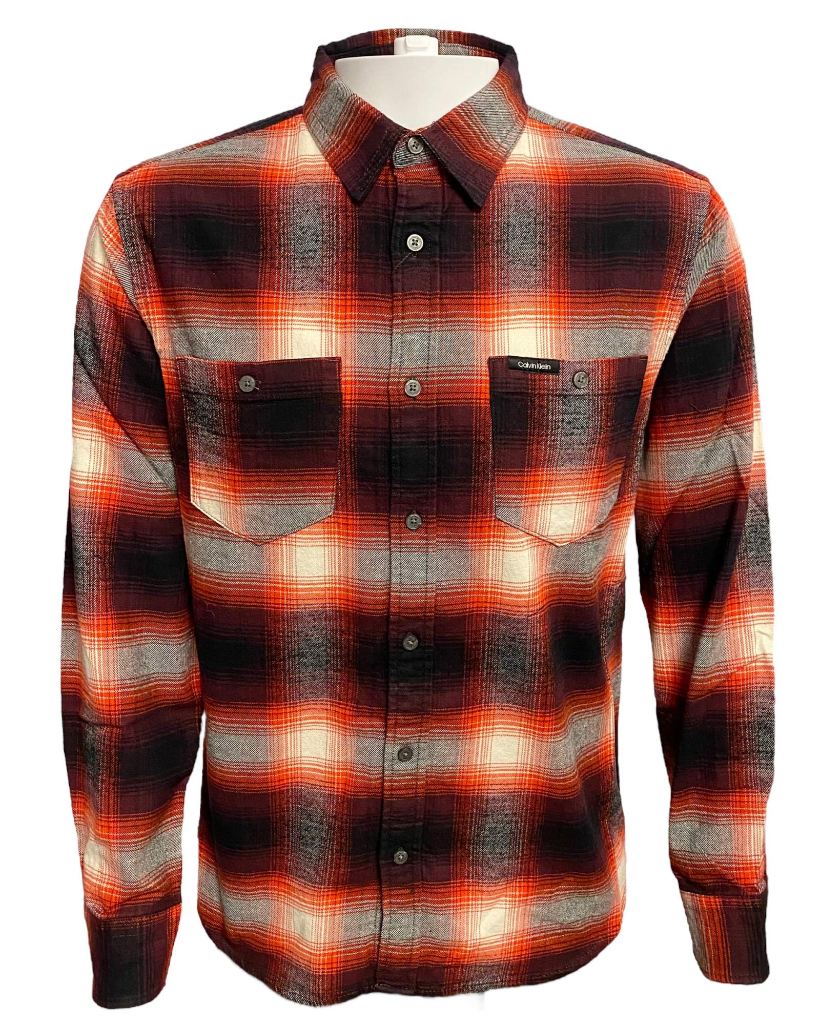  Calvin Klein Long Sleeves Iconic Patch Flannel Shirt - Winetasting - Bonton