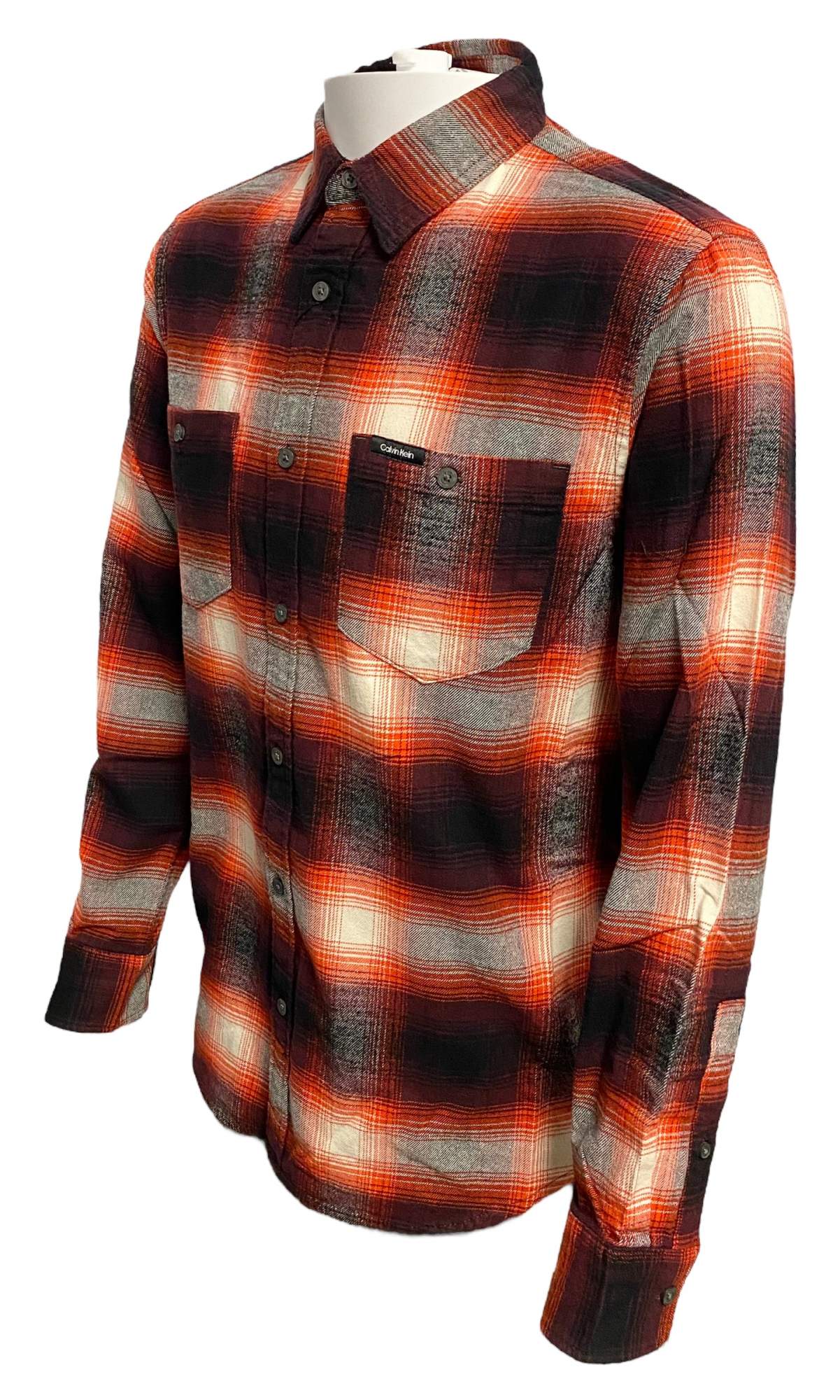  Calvin Klein Long Sleeves Iconic Patch Flannel Shirt - Winetasting - Bonton