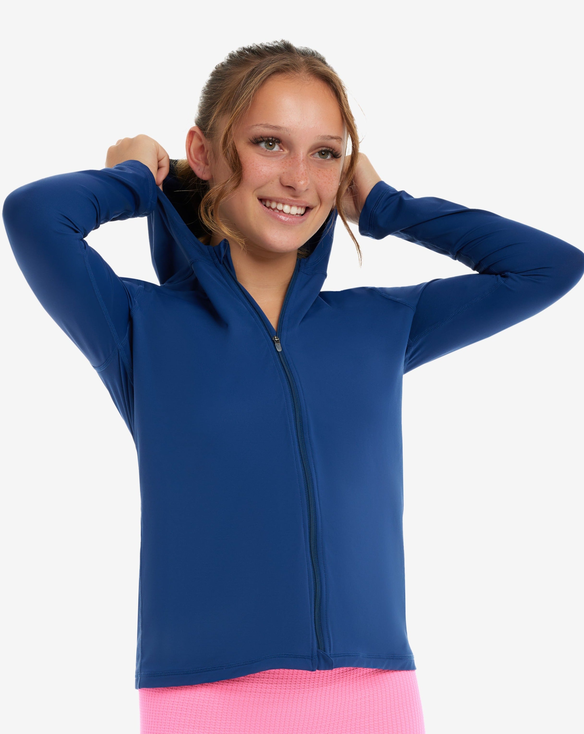  BloqUV KIDS FULL ZIP HOODIE TOP (1003K) - Tickle Me Pink - Bonton