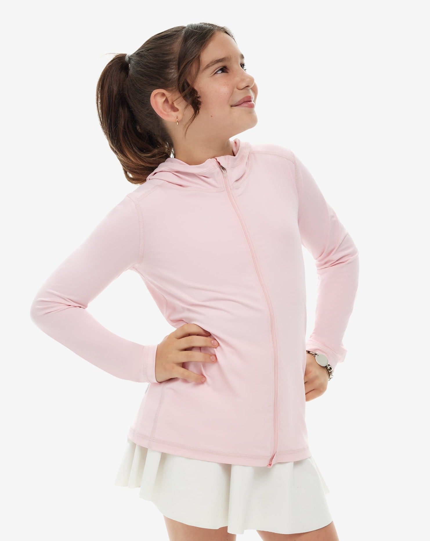 BloqUV KIDS FULL ZIP HOODIE TOP (1003K) - Tickle Me Pink - Bonton