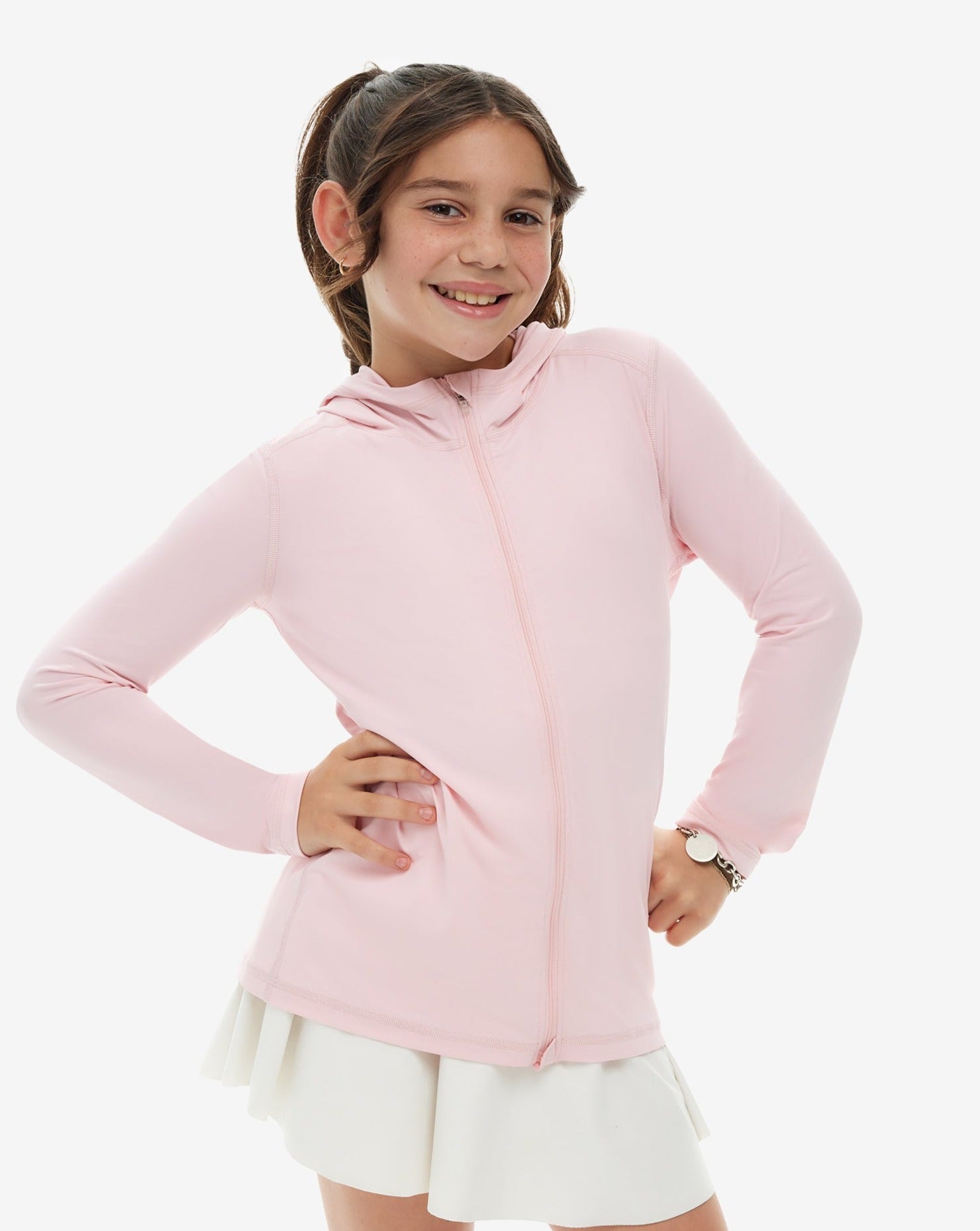  BloqUV KIDS FULL ZIP HOODIE TOP (1003K) - Tickle Me Pink - Bonton