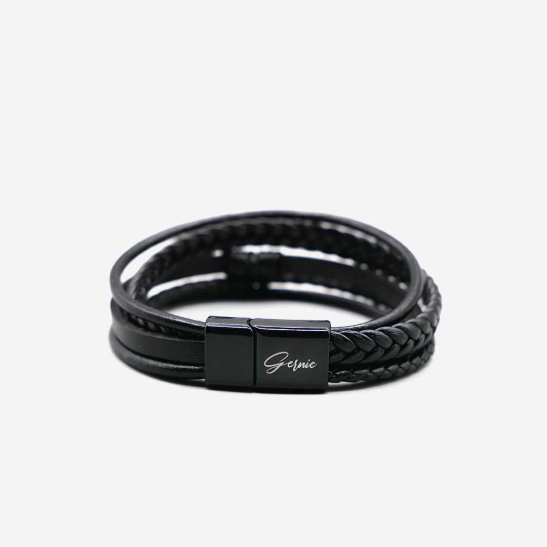  Gernie NYC Premium Leather 5-Strap Pasadena Men's Wrap Bracelet - Espresso - Bonton