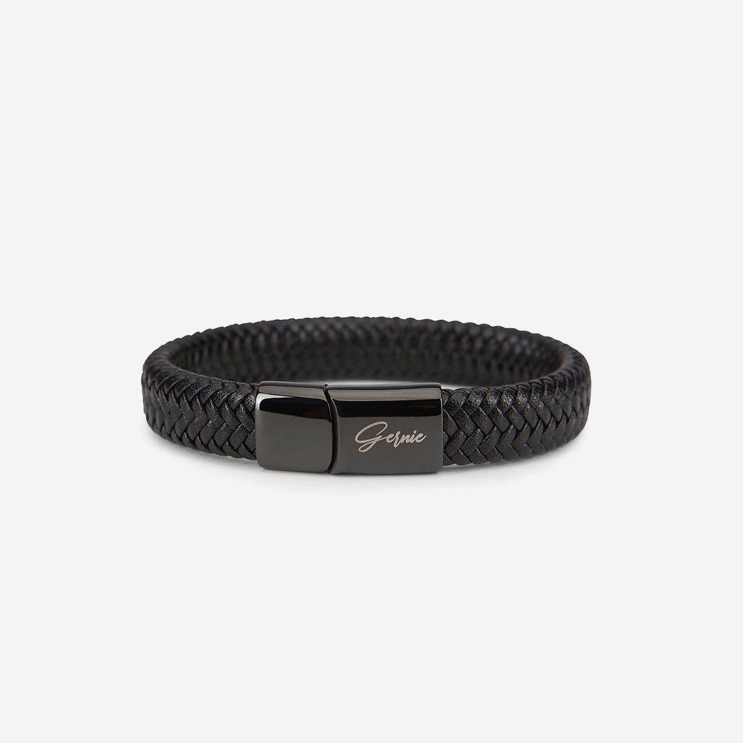  Gernie NYC Men's Genuine Braided Leather Berkeley Bracelet - Espresso & Black - Bonton