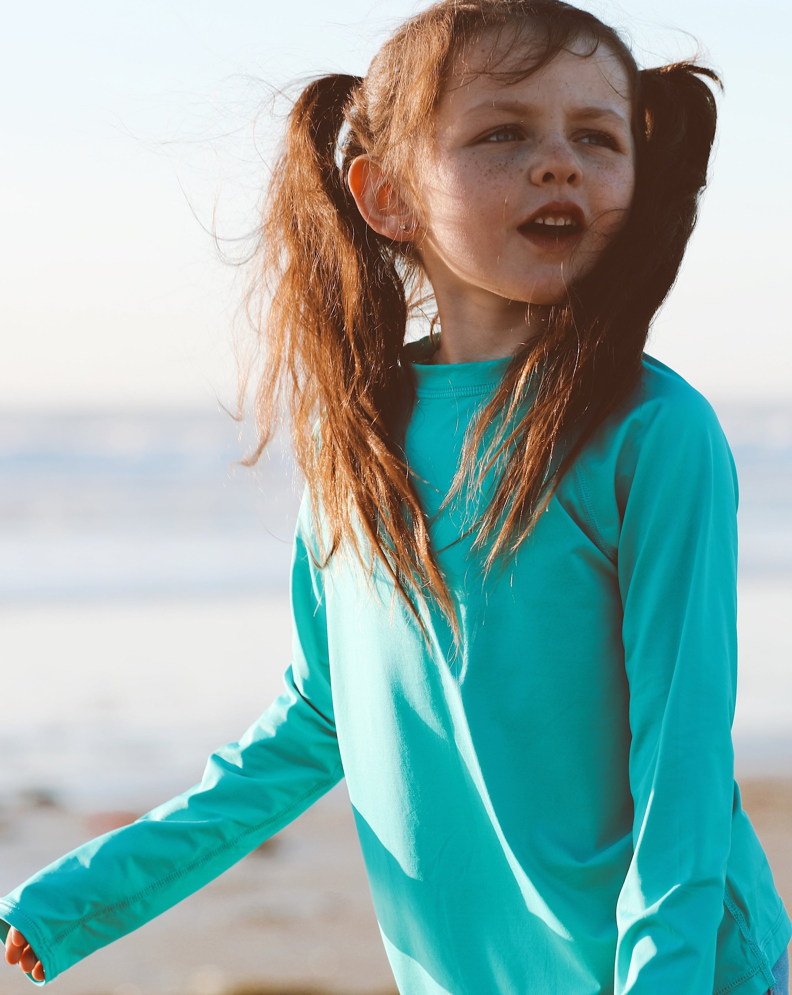  BloqUV KID'S CREW NECK TOP (1005K) - Caribbean Blue - Bonton