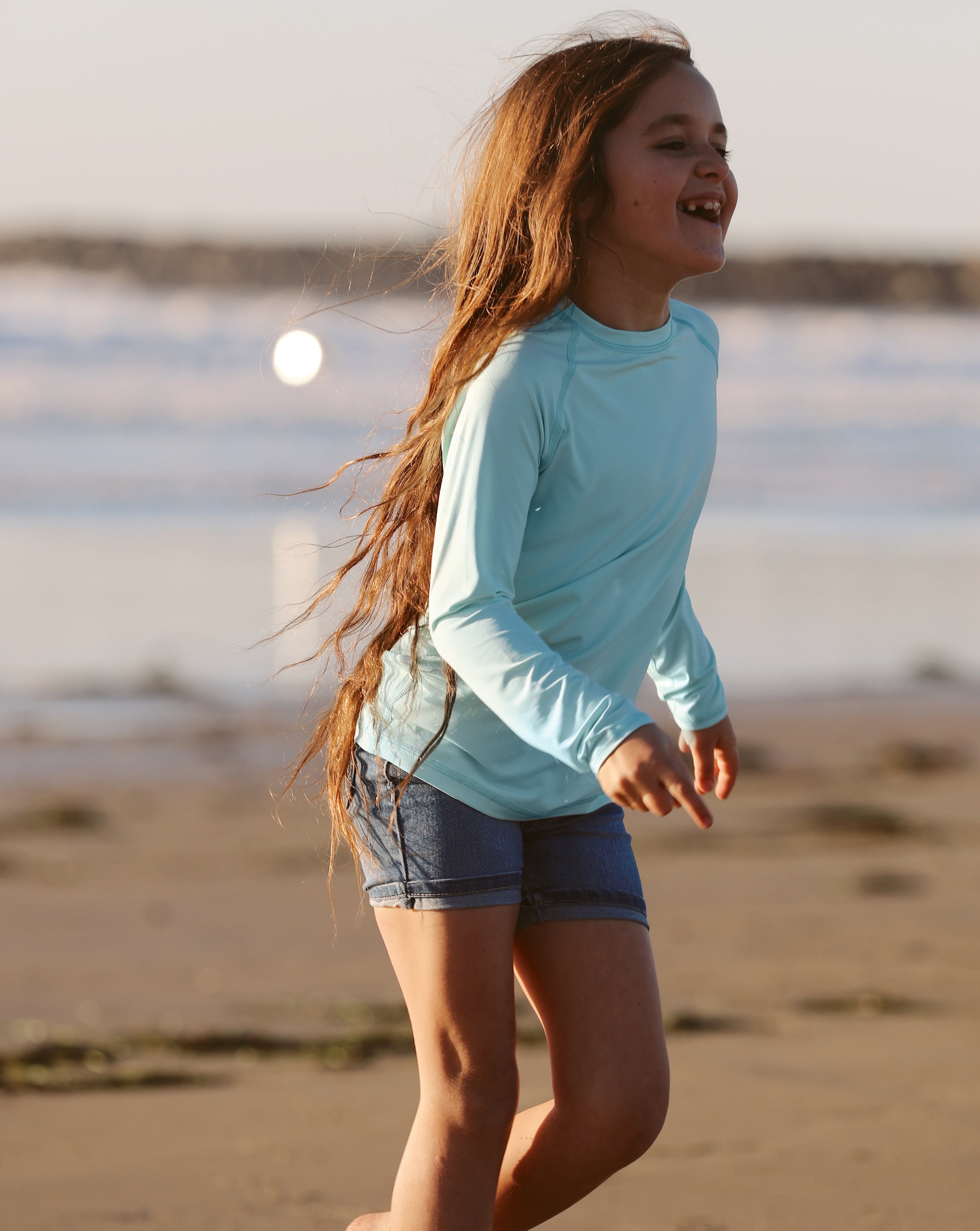  BloqUV KID'S CREW NECK TOP (1005K) - Caribbean Blue - Bonton
