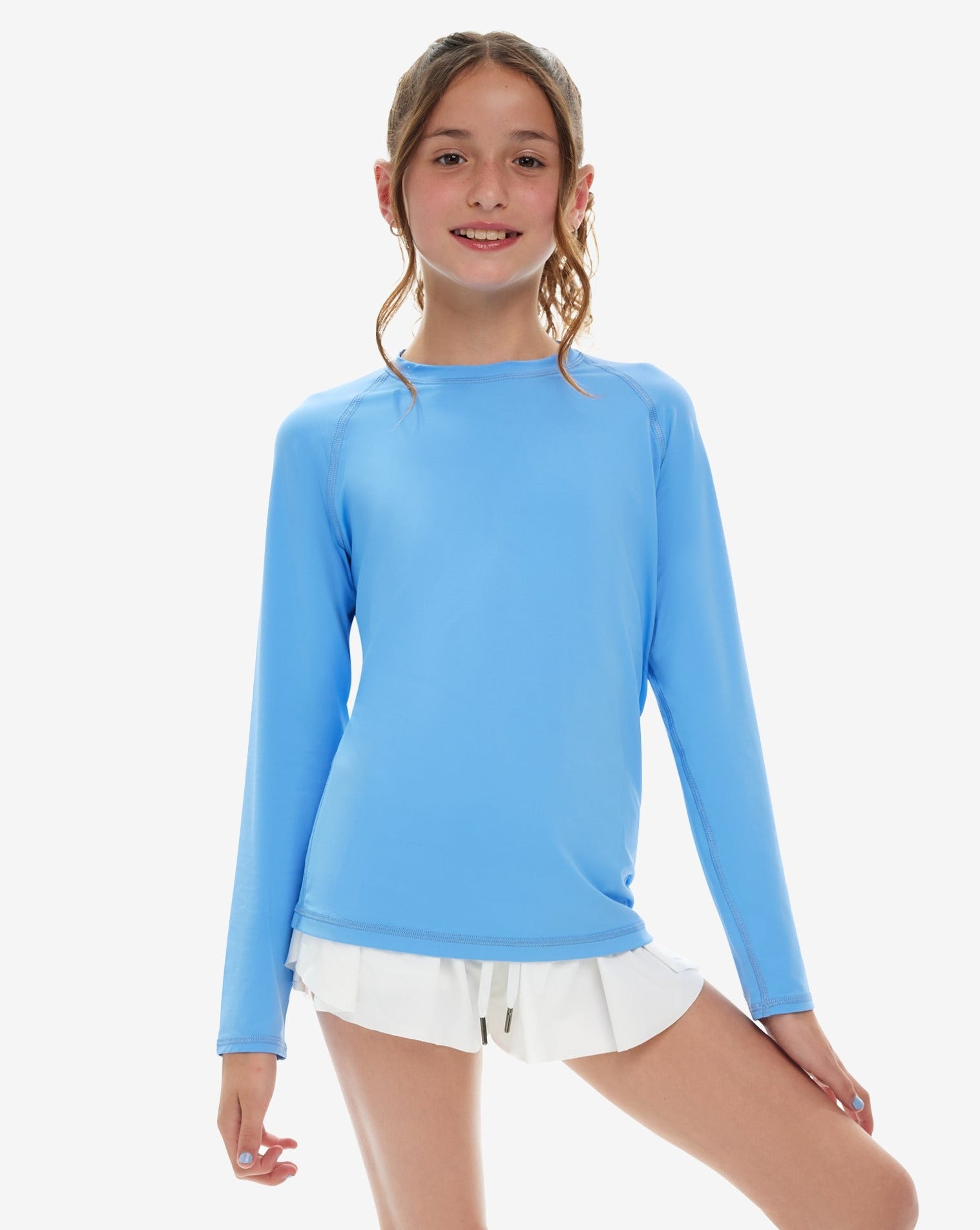 BloqUV KID'S CREW NECK TOP (1005K) - Caribbean Blue - Bonton