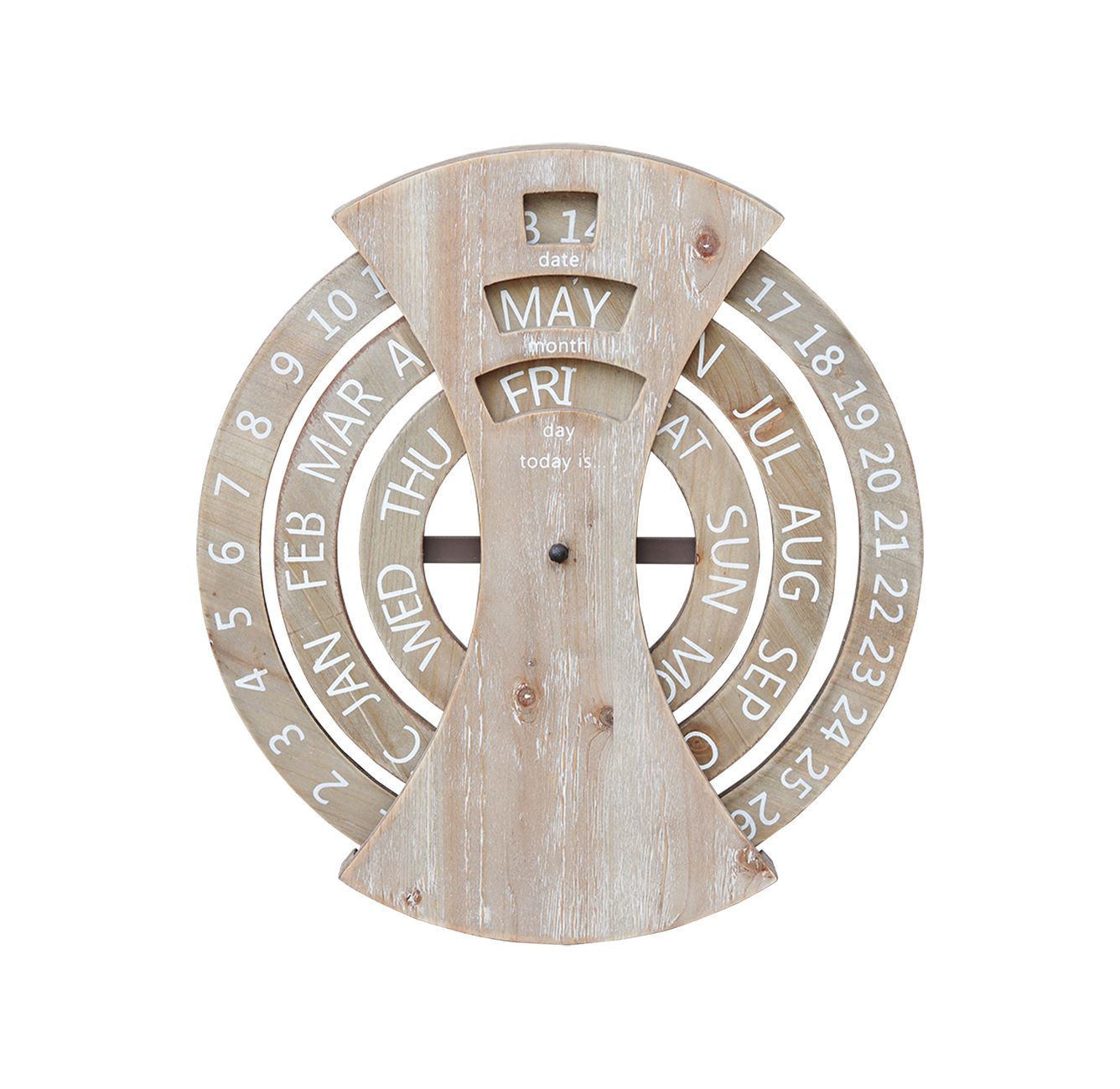  Paris Loft Circular Wood Rustic Perpetual Calendar - Brown - Bonton