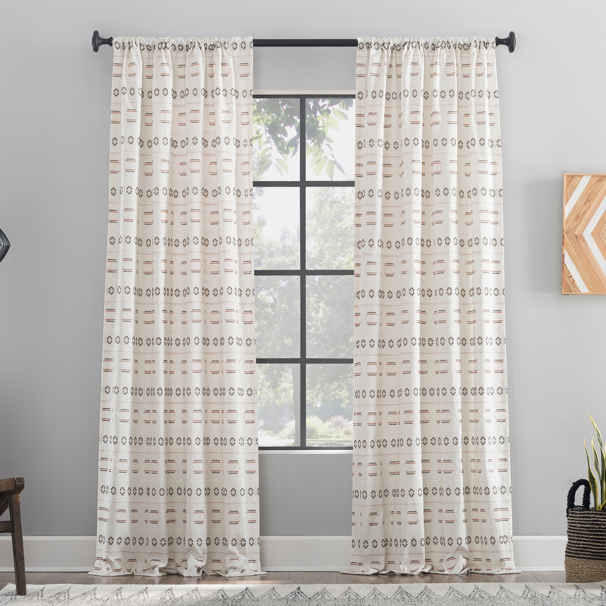  Global Stripes Cotton Blend Curtain - Sienna - Bonton