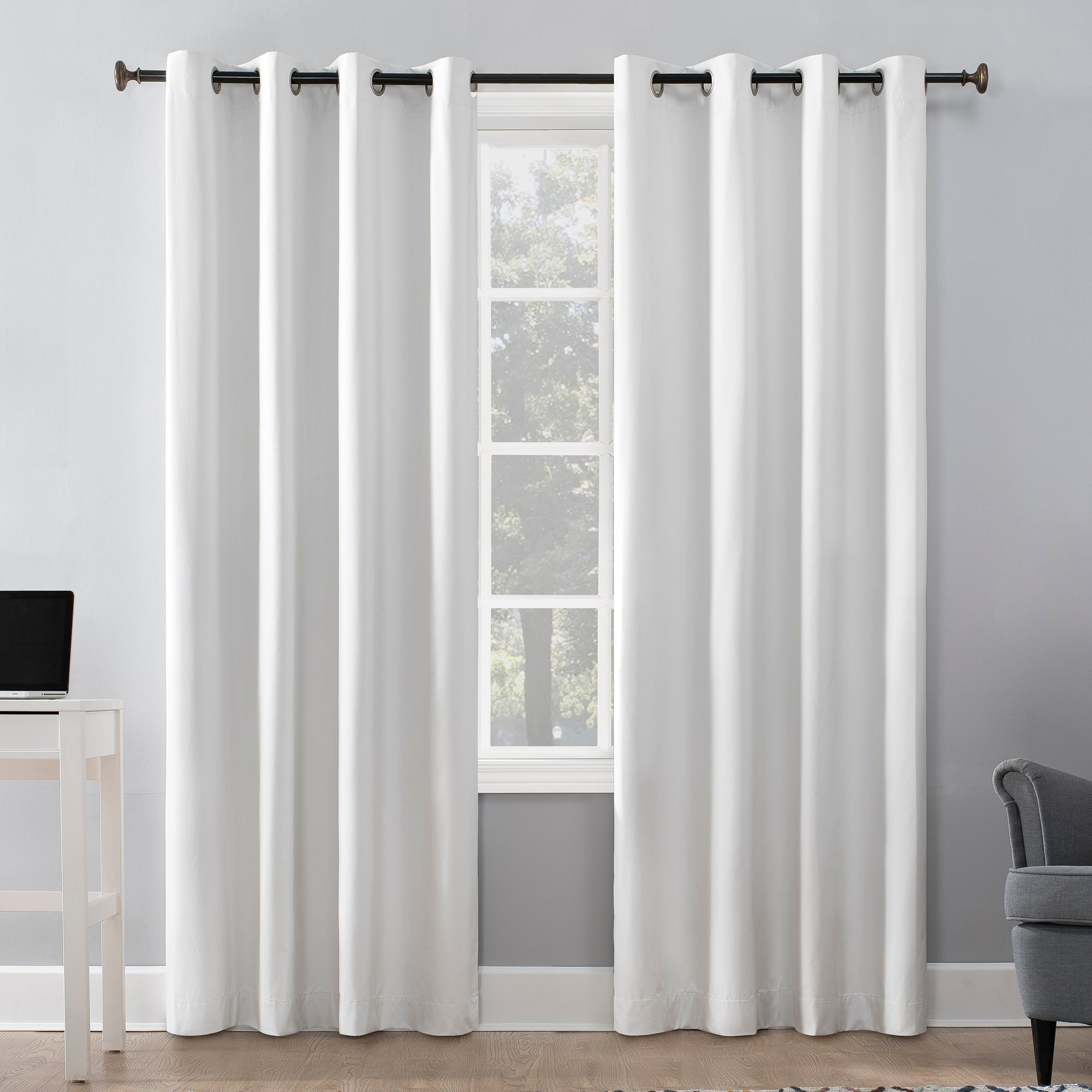  Sun Zero Harner Thermal Insulated 100% Blackout Grommet Curtain Panel - White - Bonton