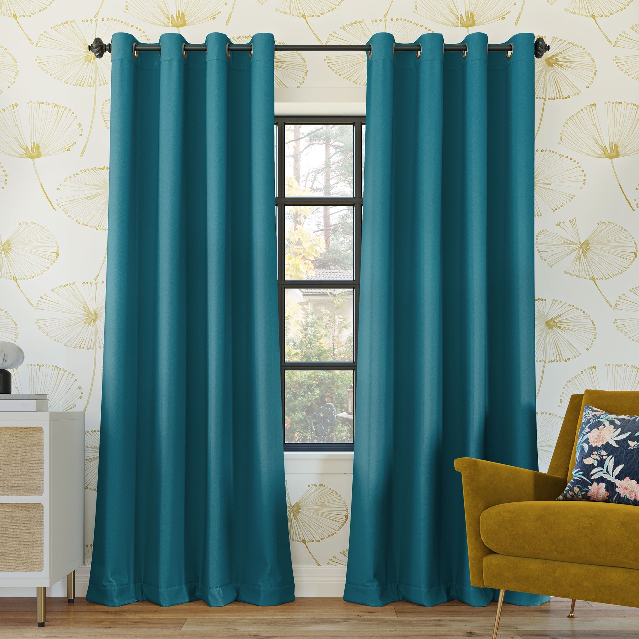  Rocco Theater Grade Extreme 100% Blackout Grommet Curtain Panel - Teal - Bonton