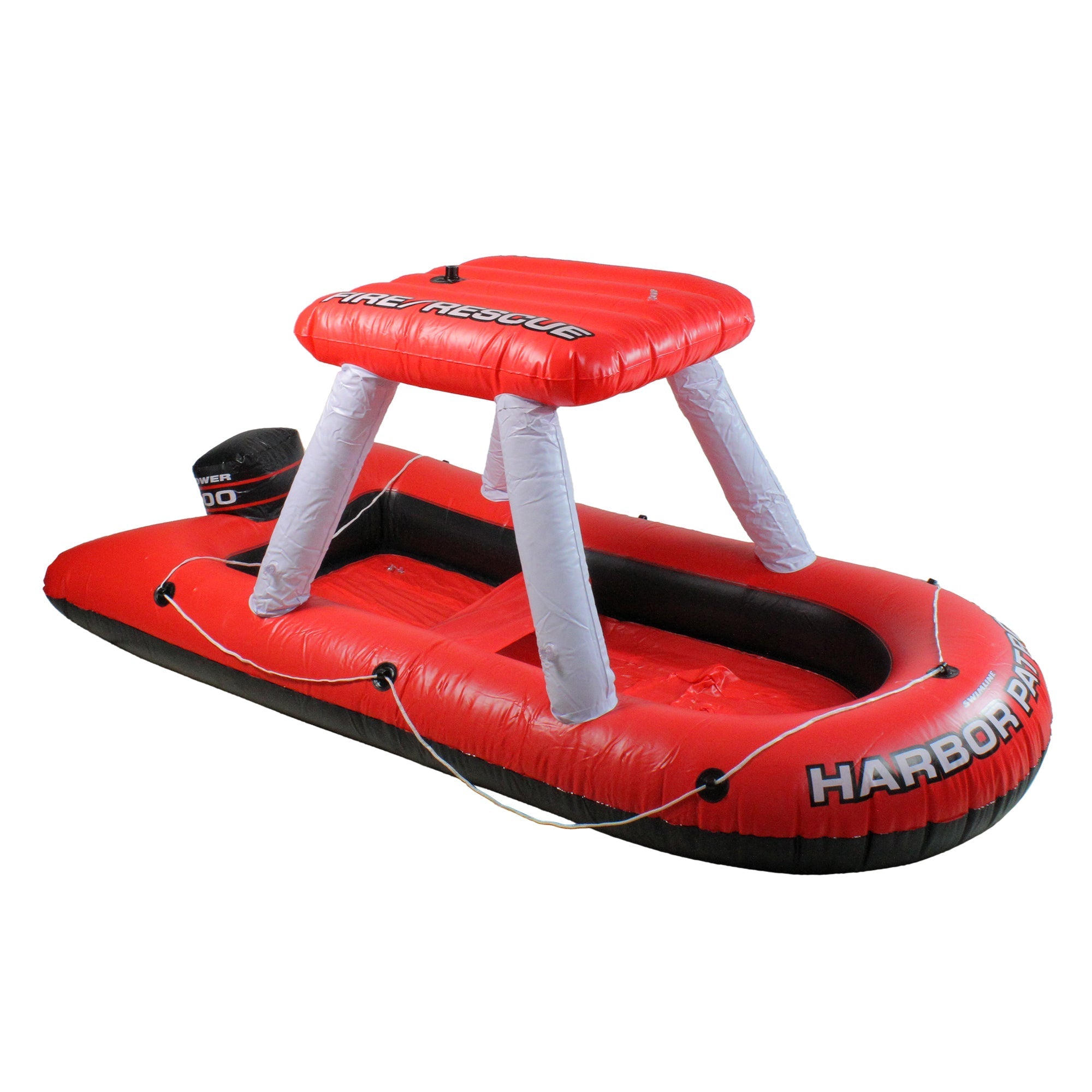  Inflatable Red and White Fire Boat Ride-On Water Squirter Swimming Pool Toy 60-Inch - Red - Bonton