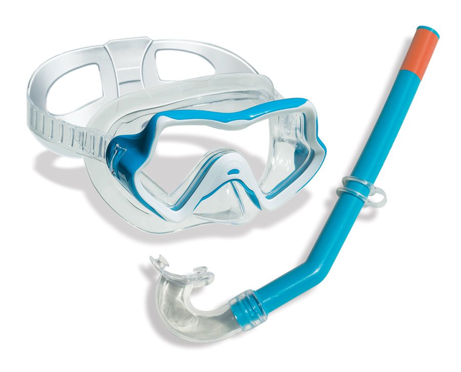  Swim Central Blue Children's Water Sports Silicone Swimming Goggle and Snorkel Set - Blue - Bonton