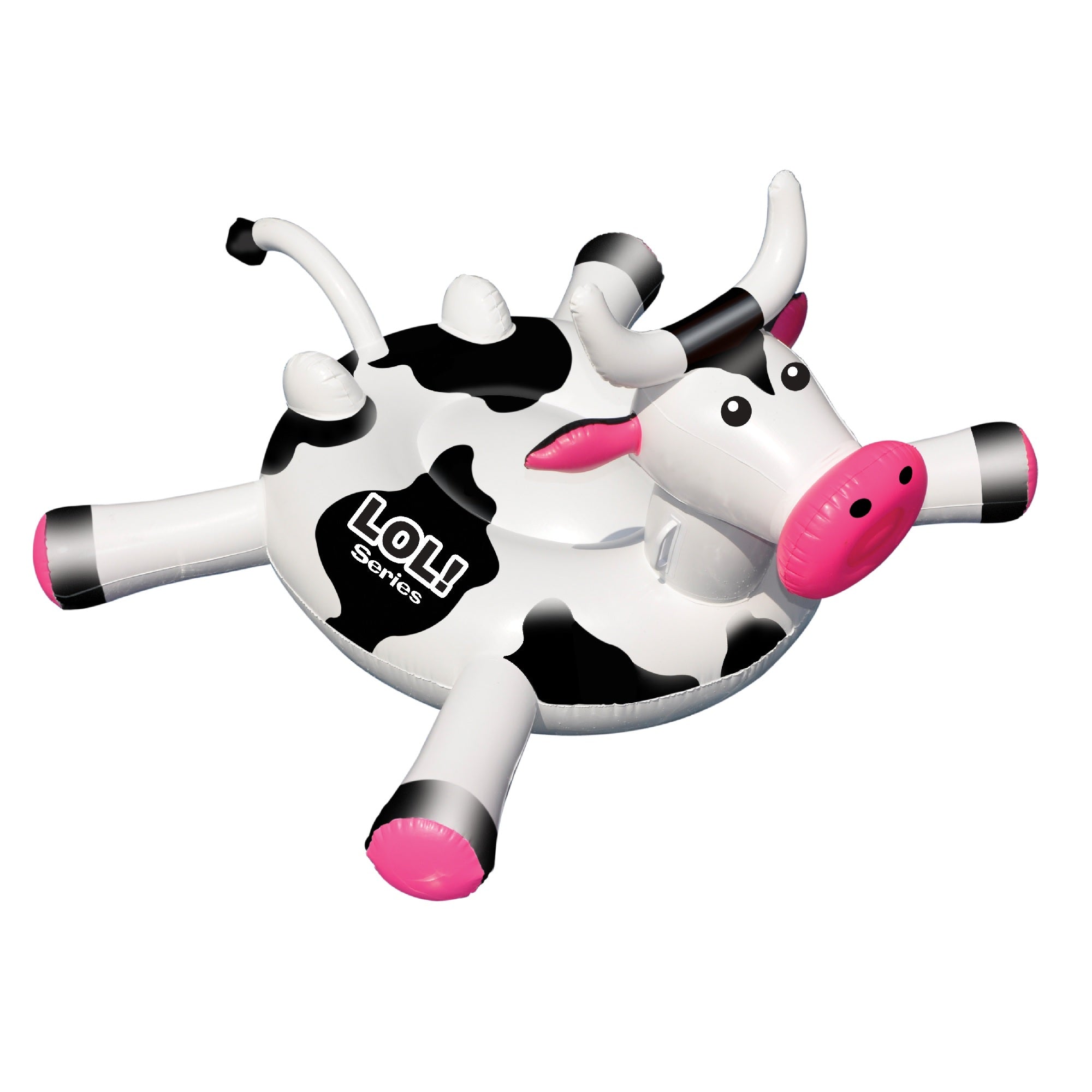  Inflatable Black and White Ride-On Cow Novelty Swimming Pool Float 54-Inch - Black - Bonton