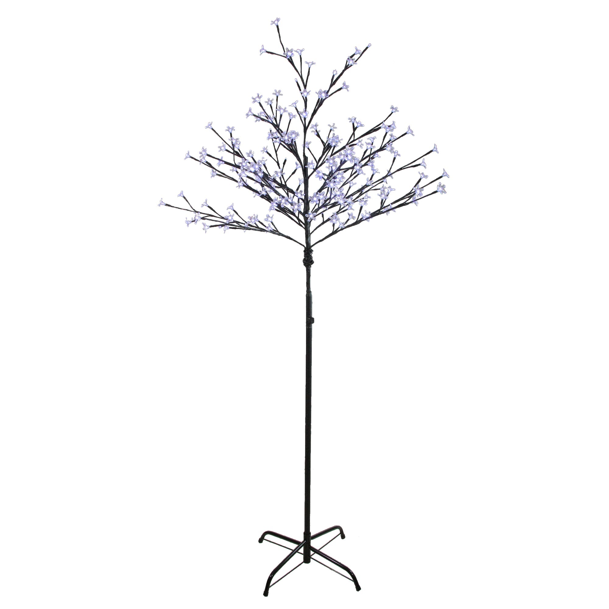  6' Pre-Lit Slim LED Lighted Cherry Blossom Artificial Tree - Pure White Lights - White - Bonton