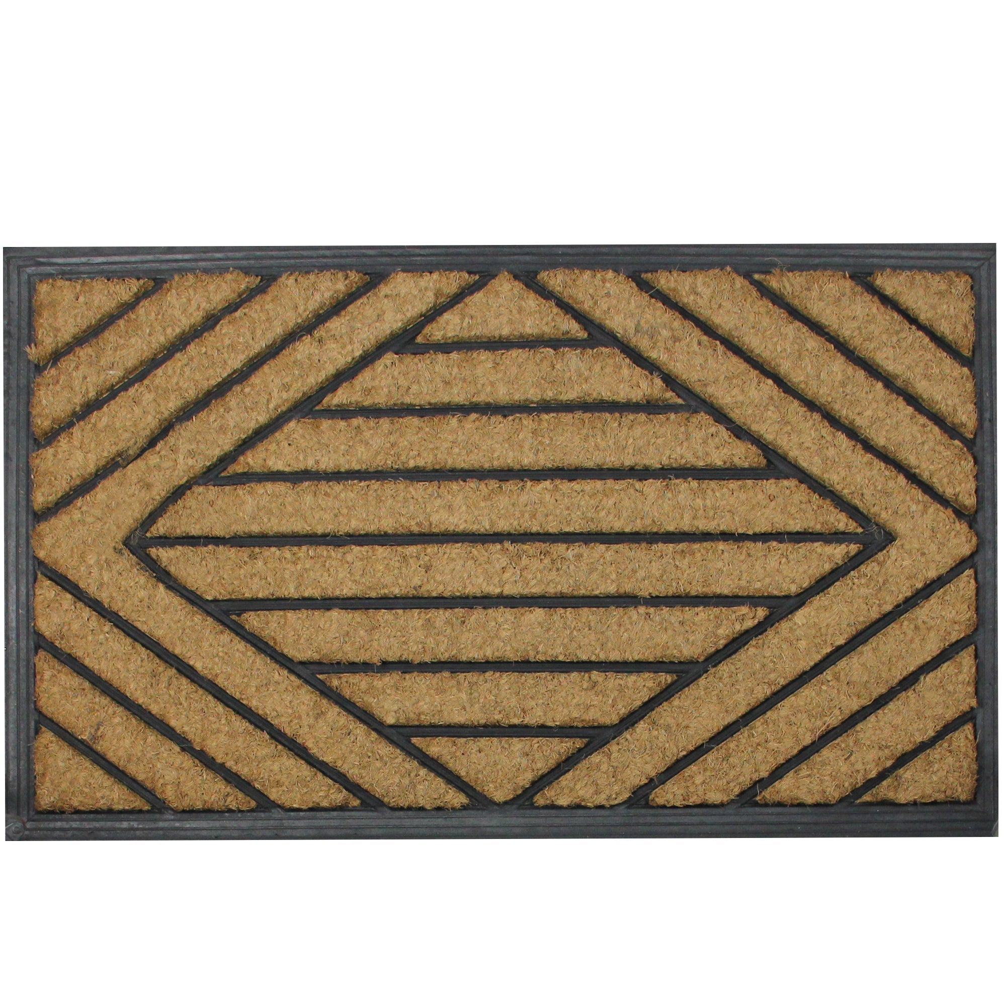  Black and Brown Diamond Pattern Doormat with Rubber Back 29 x 17 - Black - Bonton