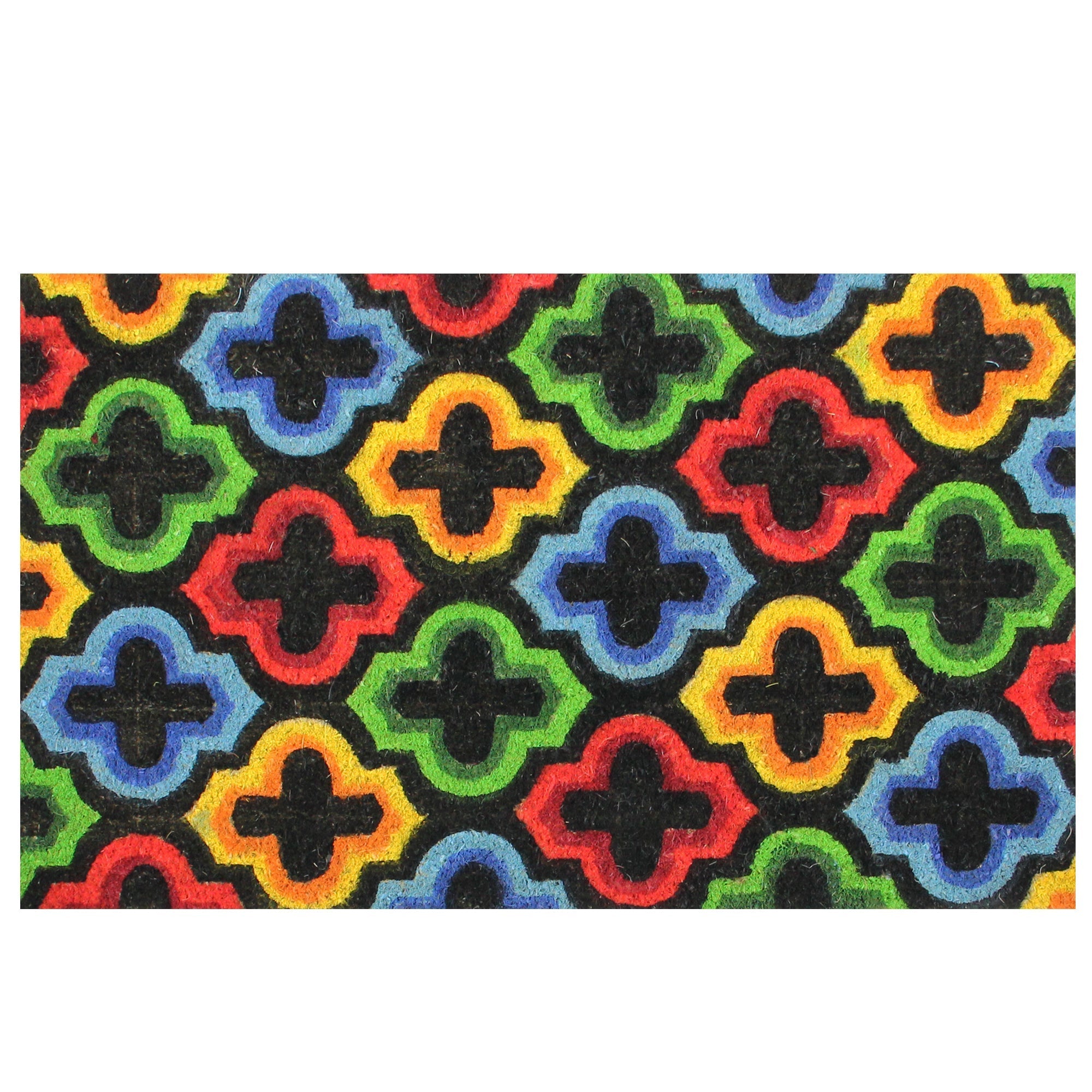  Red and Yellow Retro Quatrefoil Design Doormat 29