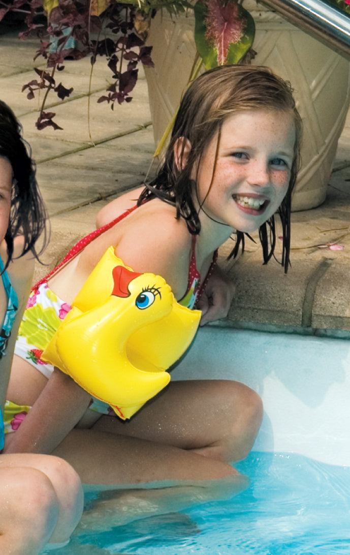  Swim Central Set of 2 Inflatable Yellow Duck Animal Fun Swimming Pool Arm Floats For Kids 7.5-Inch - Yellow - Bonton