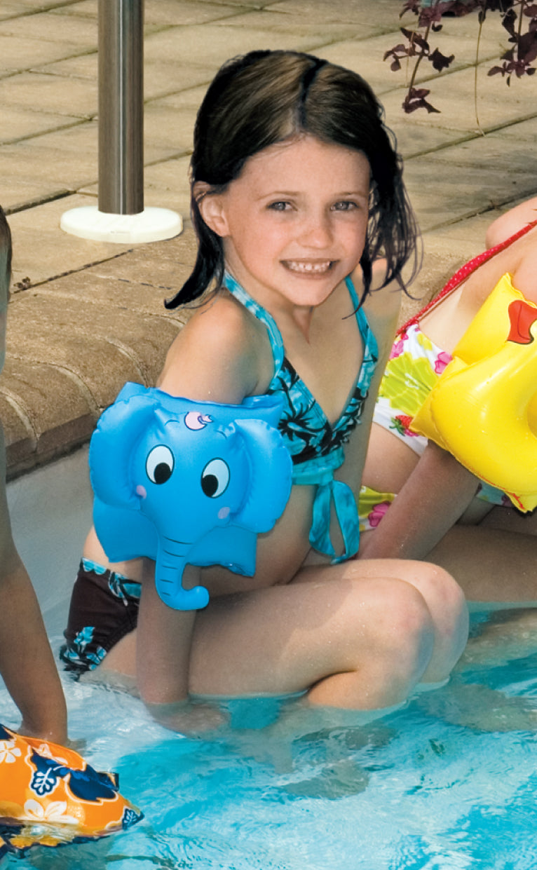  Swim Central Set of 2 Inflatable Blue Elephant Animal Fun Swimming Pool Arm Floats For Kids 7.5-Inch - Blue - Bonton