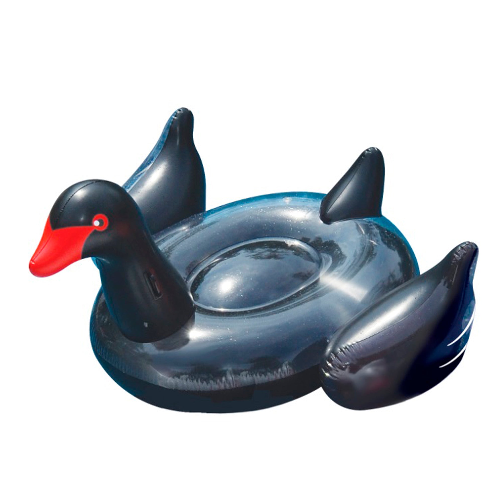  Inflatable Black Giant Swan Swimming Pool Ride-On Float Toy 75-Inch - Black - Bonton