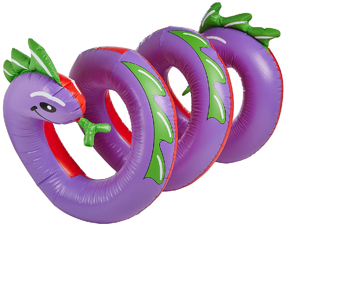  Inflatable Purple and Green Two Headed Curly Serpent Swimming Pool Float Toy 96-Inch - Purple - Bonton